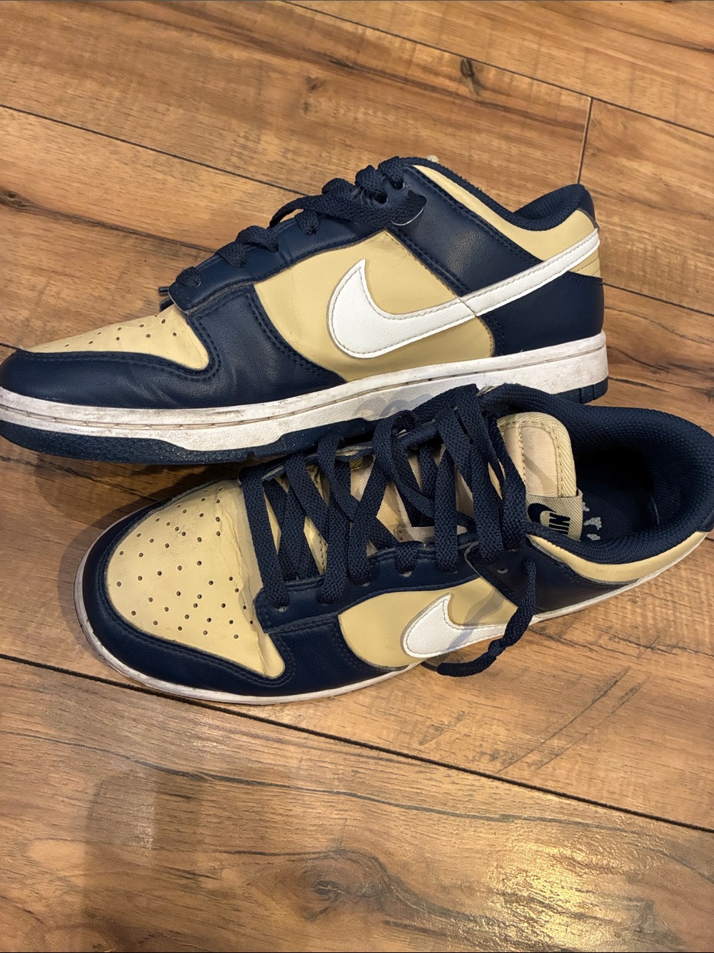 Nike Low-Top Sneakers in Navy and Cream with White Swoosh